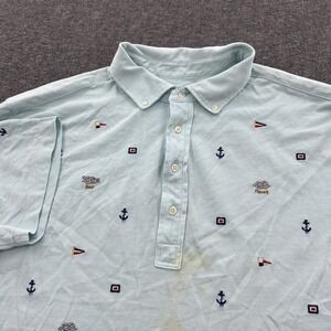 Polo Ralph Lauren Nautical Embroidered Polo Shirt Mens 2XB Anchor Sailing *FLAWS